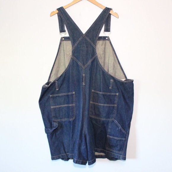 Venezia Lane Bryant Denim Overall Bib Shorts Dark Wash Plus Size 26/28 H13545 - Picture 5 of 6